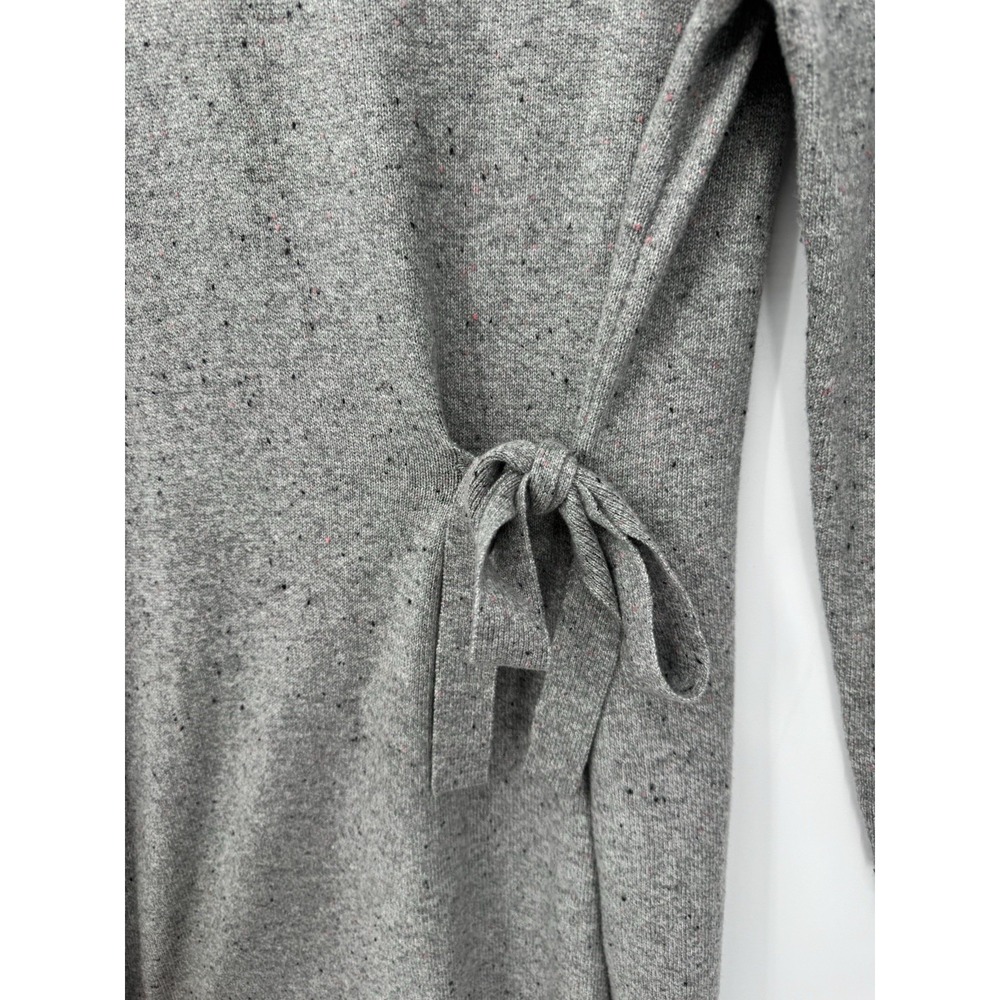 Talbots Gray Knit Sweater Dress Tie Waist Long Sleeve Midi Cozy Minimalist Work - Picture 6 of 10